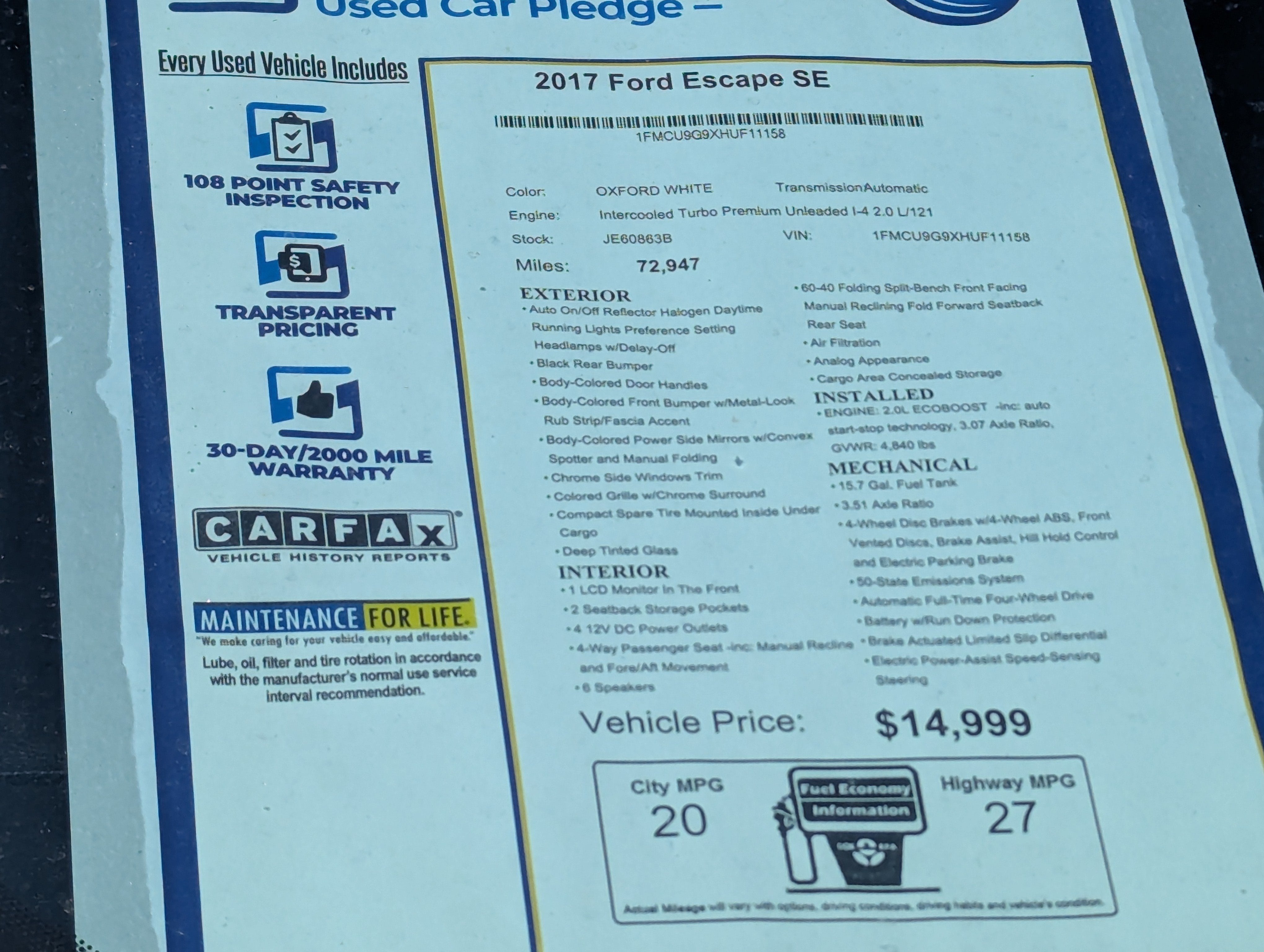 2017 Ford Escape SE