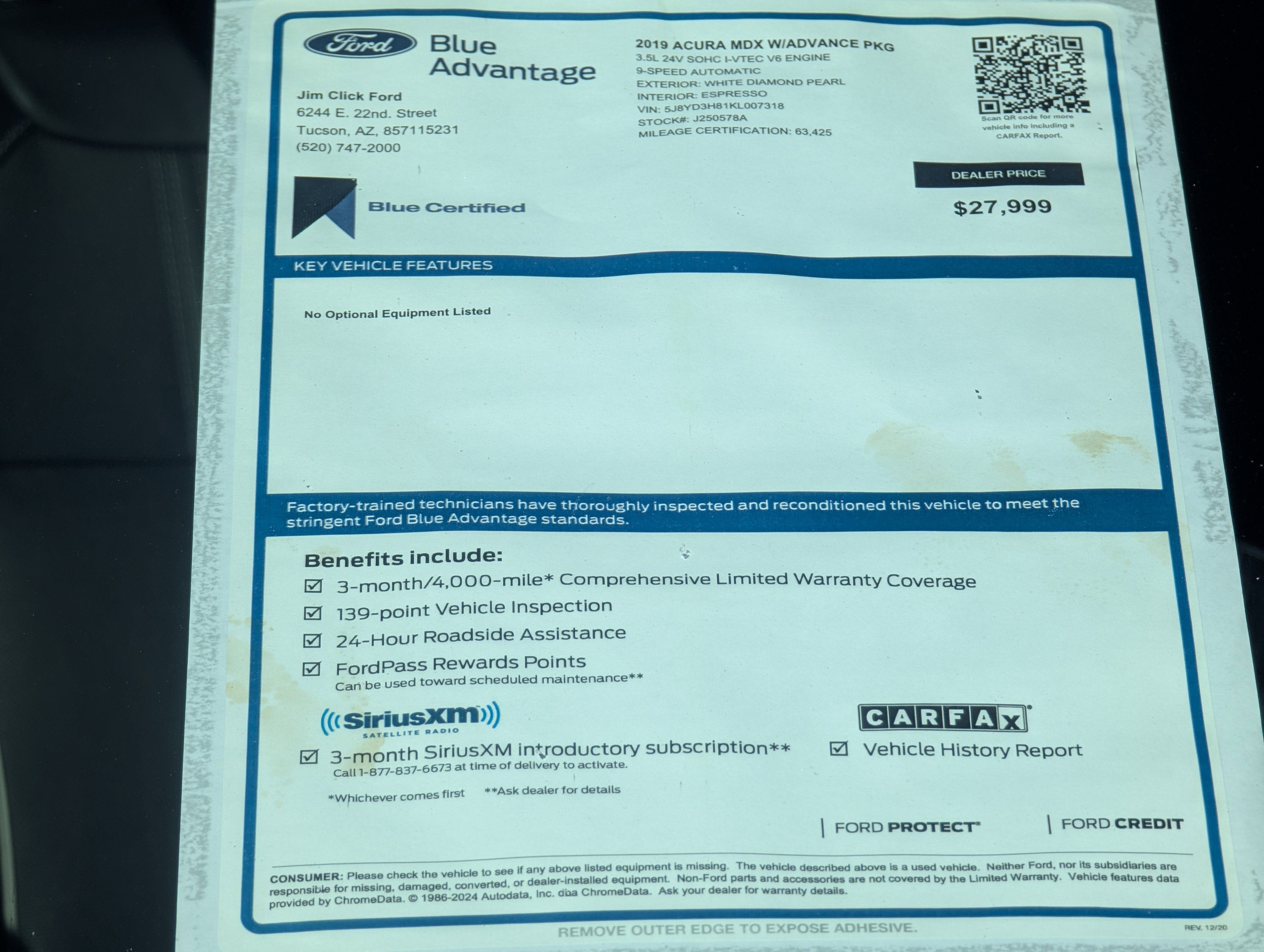 2019 Acura MDX w/Advance Pkg