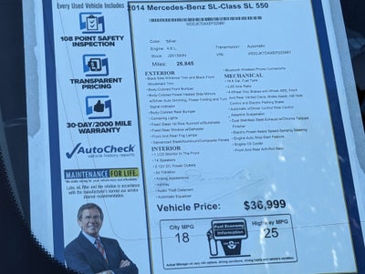 2014 Mercedes-Benz SL-Class SL 550