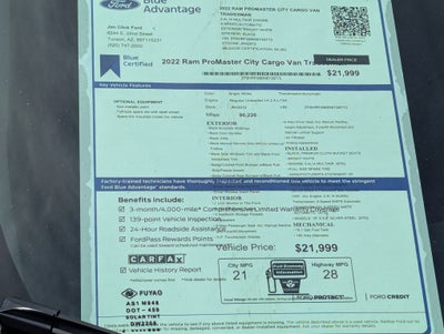 2022 RAM ProMaster City Cargo Van Tradesman